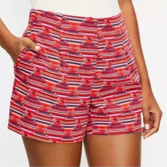 NWT Loft Women’s Pleated Pull On Ikat Shorts - Size M - Linen/Rayon Blend - Picture 2 of 12